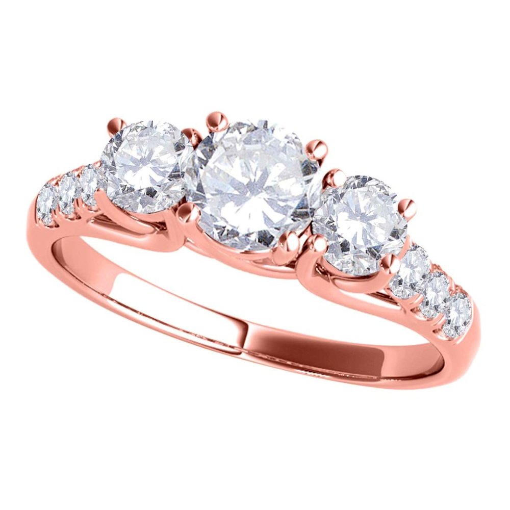 0.5 Ct Diamond 3-Stone Engagement Ring In 14K Gold